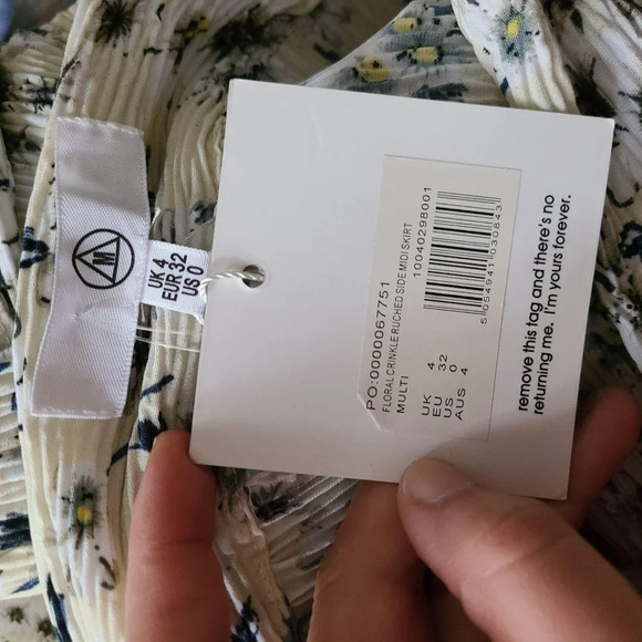 Missguided Women's Floral Print Crinkle Textured Ruched Side Midi Skirt Size 0 - Picture 3 of 8